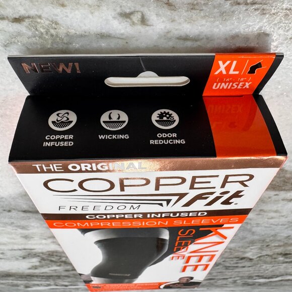 NIB Copper Fit Freedom Copper Infused Compression Knee Sleeve - Size XL - Black - Picture 3 of 6